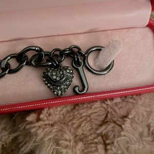 🆕🖤 Gun Metal Juicy Couture Heart puffed BLING Bracelet with BOX!🖤